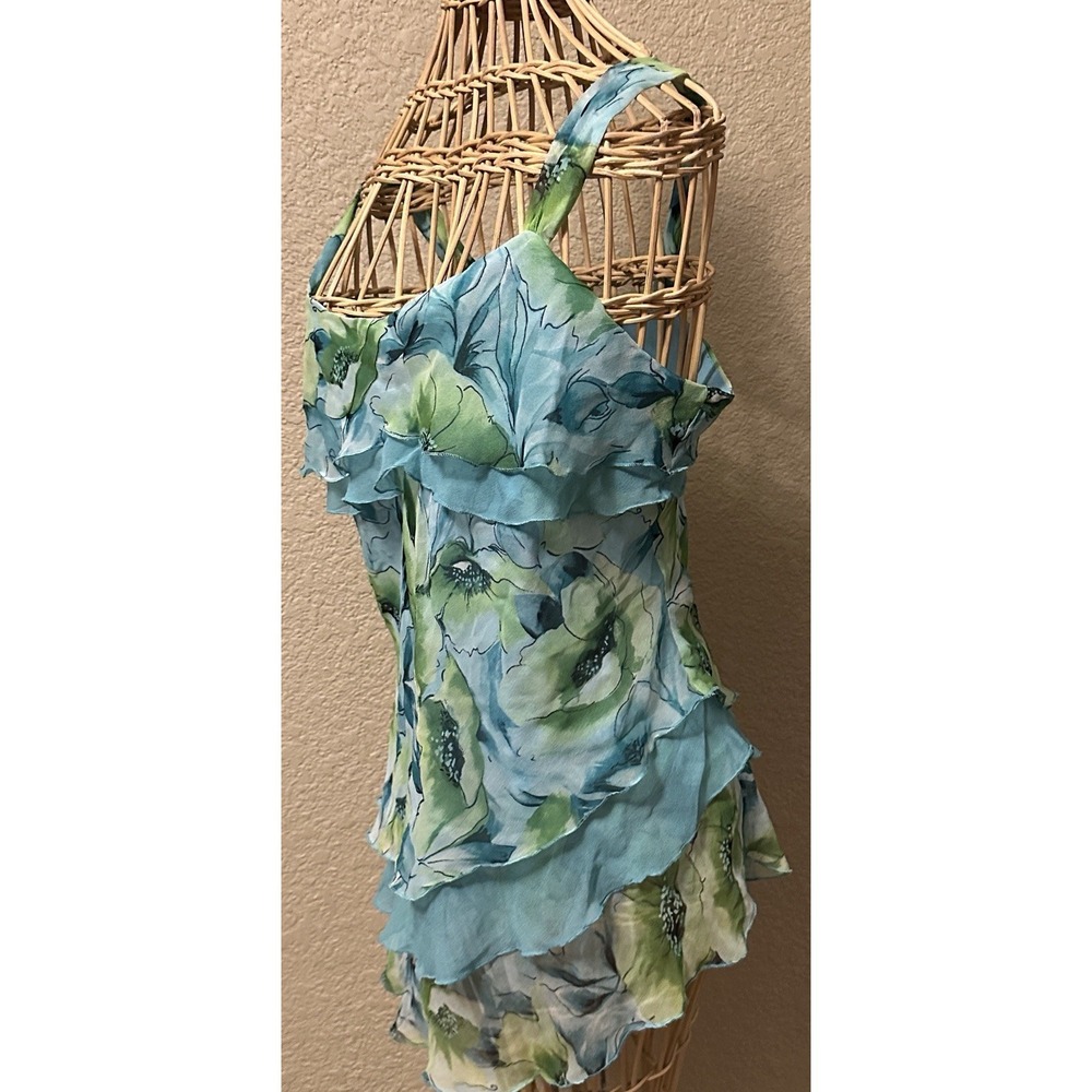 Vtg Y2K Dress Barn M Cami Top Tiered Ruffle Floral Asymmetrical Fairy Romance - Picture 4 of 12